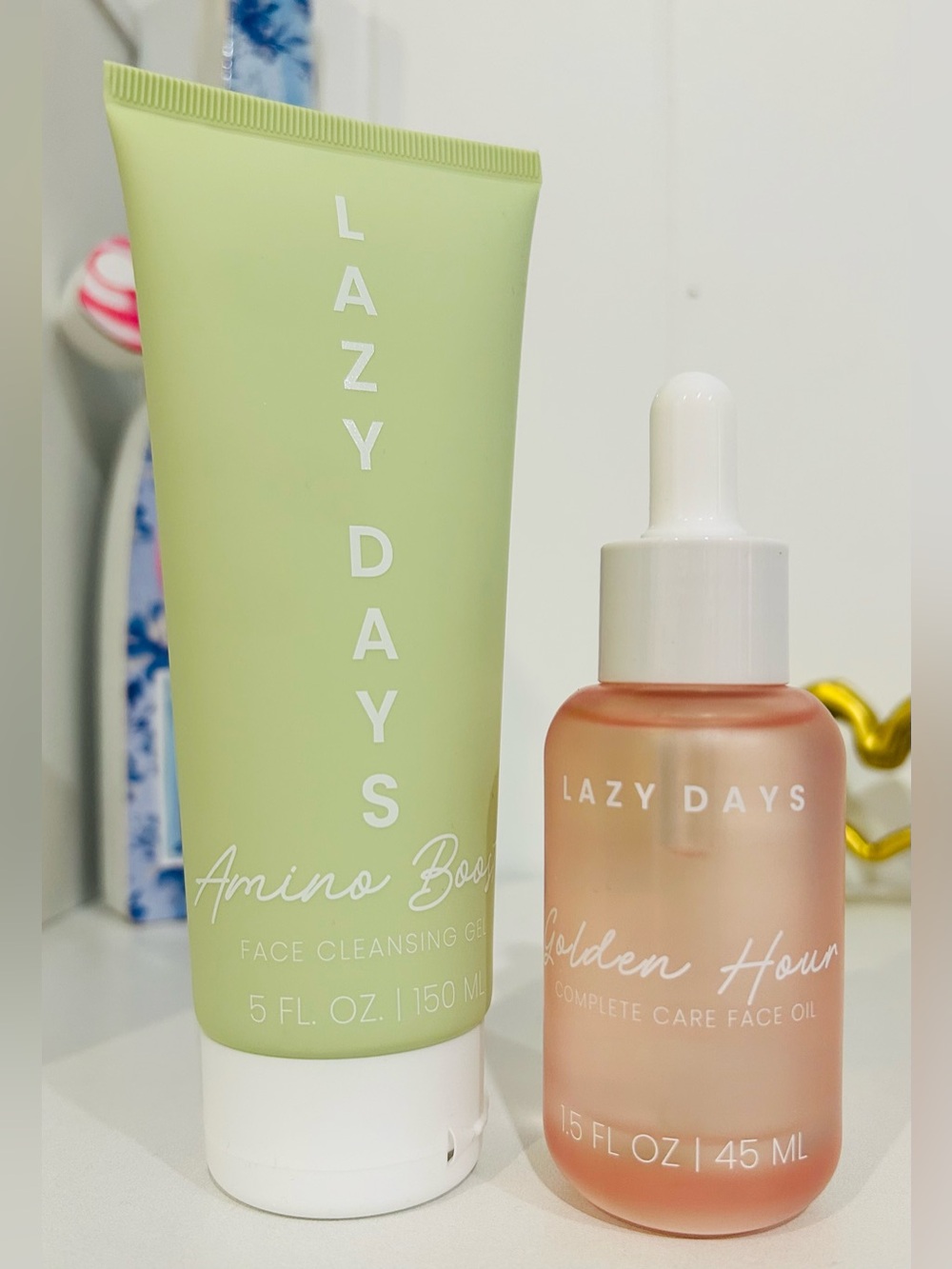 LAZY DAYS Amino Boost Cleanser & Golden Hour Face Oil - Duo